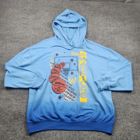 NBA Other - NBA‎ Golden State Warriors Ombre Hoodie Blue Basketball Graphic Sweatshirt XXL